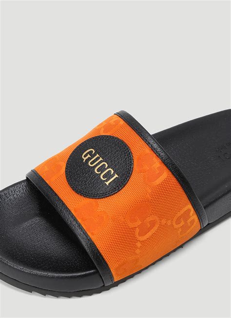 gucci shoes with blue and orange stripe|orange gucci slides.